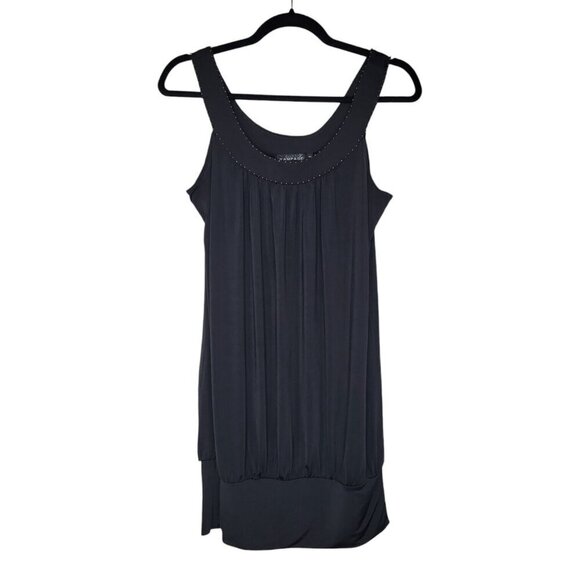 Vintage 90s Y2k Rampage Top Womens M Black Beaded Flowy Sleeveless Silky Feel - Picture 4 of 6